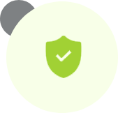 A green shield with a check mark inside of it.